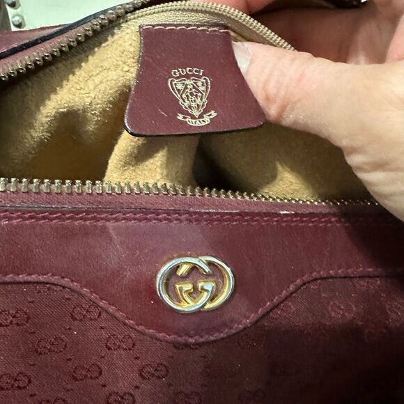 Gucci burgundy Gg canvas golden logo Boston bag - Picture 13 of 16